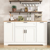 Sideboard With Extendable Table, Adjustable Shelves, 3 Tier Pull Out Rack - White - Sideboards available at Alpine Outlets in Denver