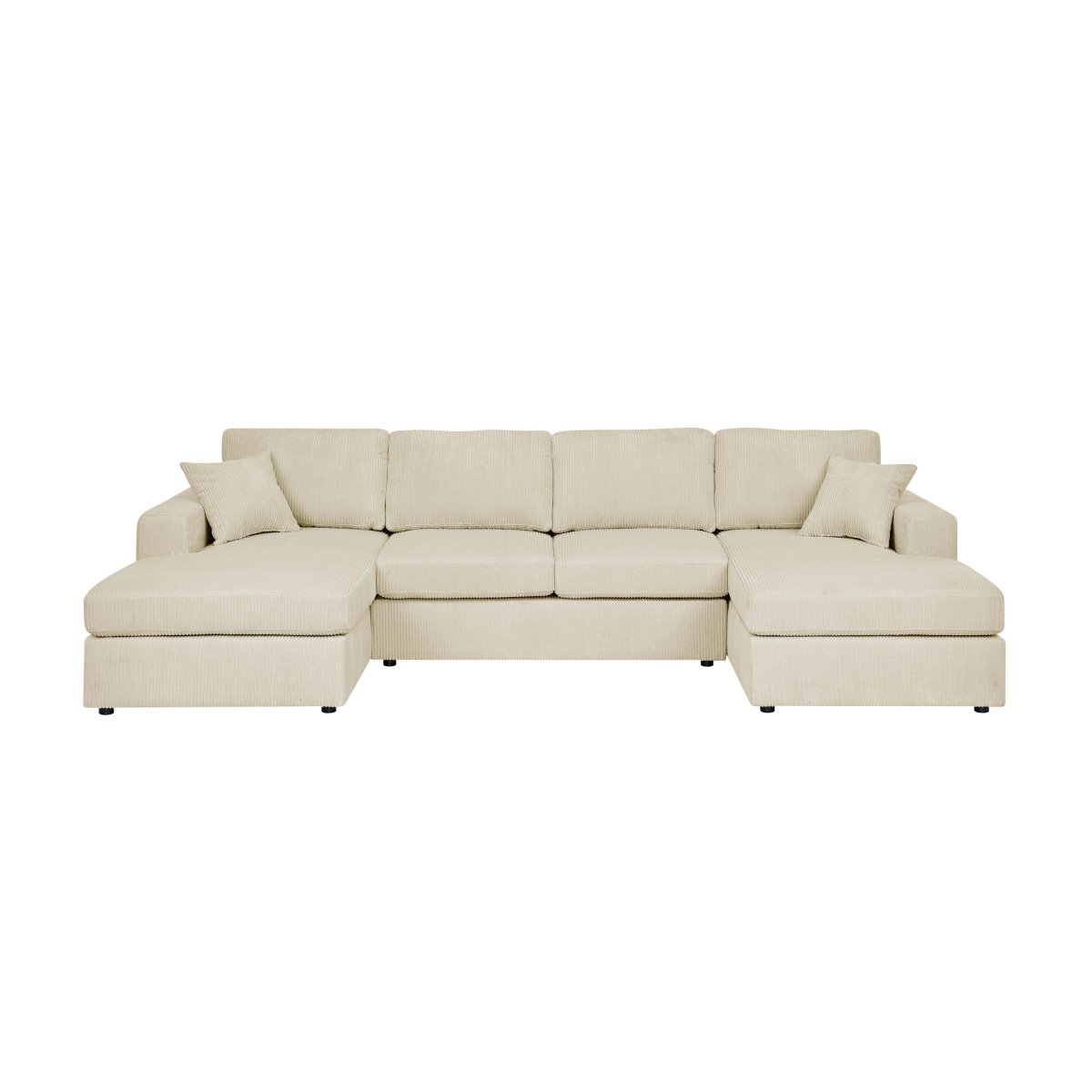 Sierra 3-Piece Corduroy Double-Chaise Sectional Sofa, 4 Colors - Living Room Furniture - Alpine Outlets