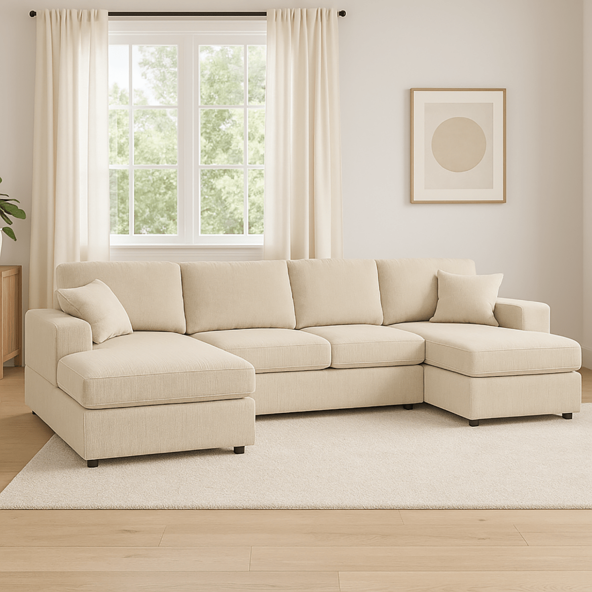 Sierra 3-Piece Corduroy Double-Chaise Sectional Sofa, 4 Colors - Living Room Furniture - Alpine Outlets
