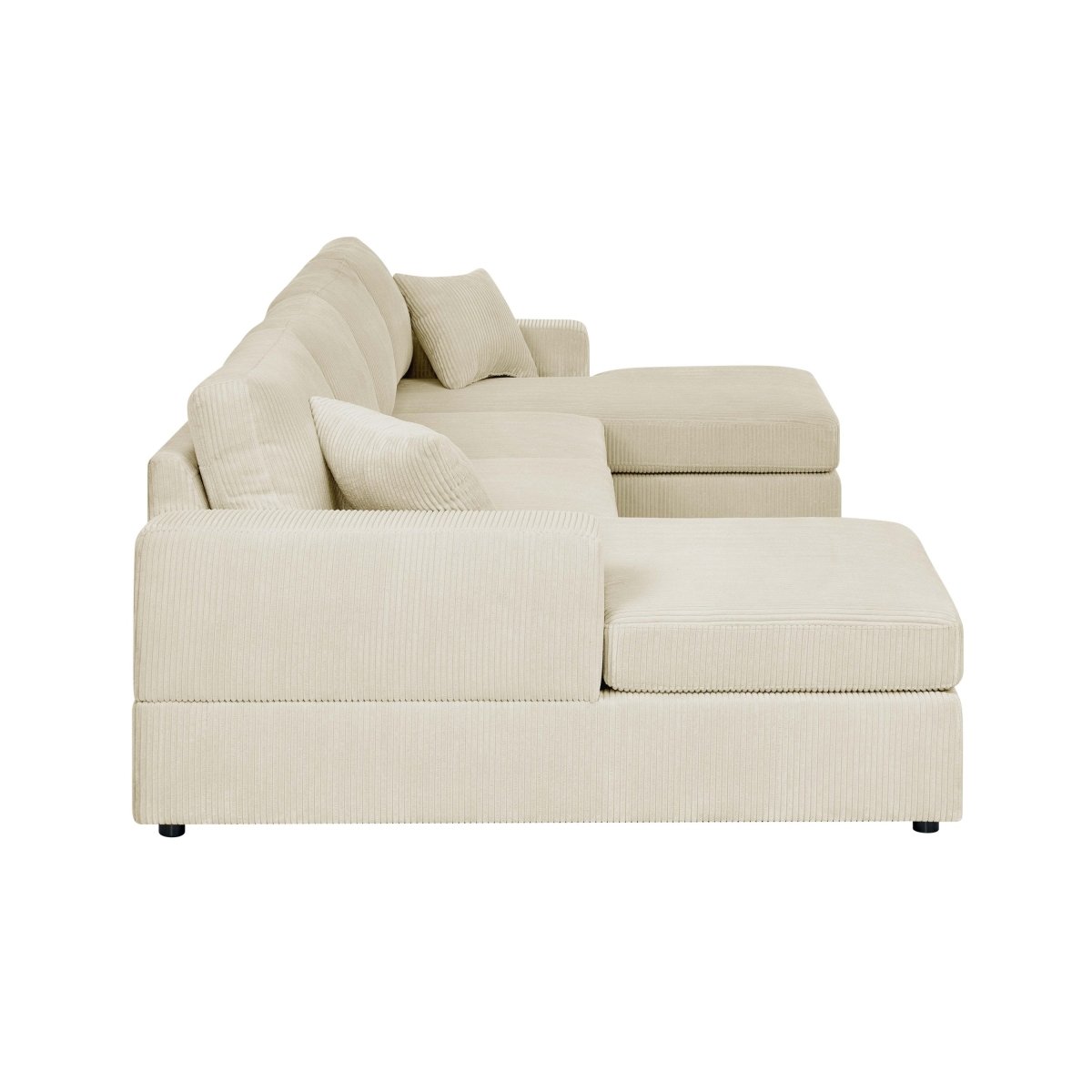 Sierra 3-Piece Corduroy Double-Chaise Sectional Sofa, 4 Colors - Living Room Furniture - Alpine Outlets