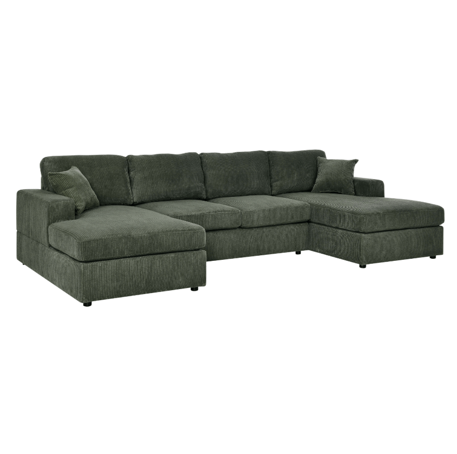 Sierra 3-Piece Corduroy Double-Chaise Sectional Sofa, 4 Colors - Living Room Furniture - Alpine Outlets