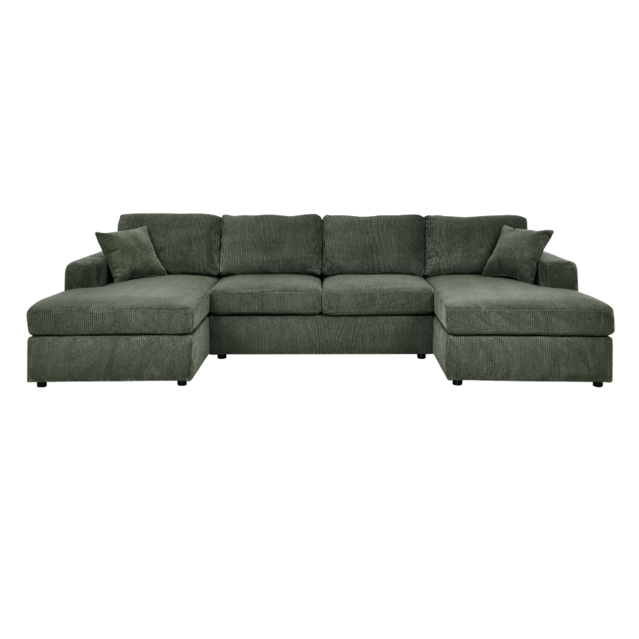 Sierra 3-Piece Corduroy Double-Chaise Sectional Sofa, 4 Colors - Living Room Furniture - Alpine Outlets