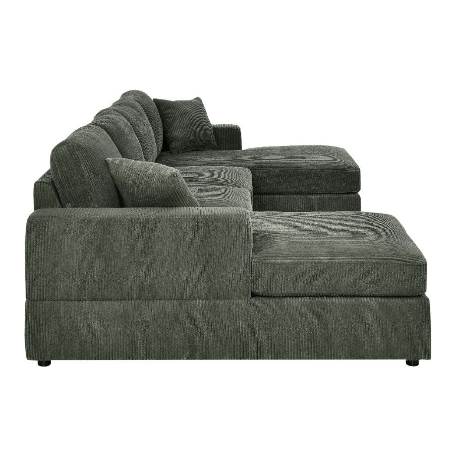 Sierra 3-Piece Corduroy Double-Chaise Sectional Sofa, 4 Colors - Living Room Furniture - Alpine Outlets