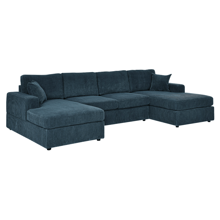 Sierra 3-Piece Corduroy Double-Chaise Sectional Sofa, 4 Colors - Living Room Furniture - Alpine Outlets