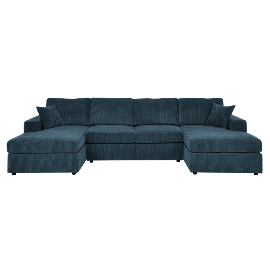 Sierra 3-Piece Corduroy Double-Chaise Sectional Sofa, 4 Colors - Living Room Furniture - Alpine Outlets
