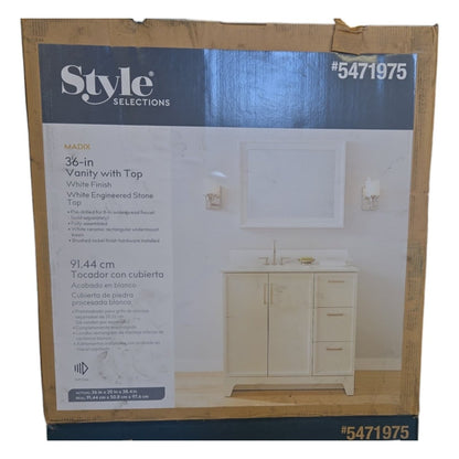 Single Sink Bathroom Vanity with 36 - in White Engineered Stone Top (ID N023456) - available at Alpine Outlets in Denver