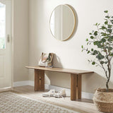 Solid Mango Wood Dining Bench with Modern Farmhouse Design - Benches available at Alpine Outlets in Denver