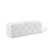 Sophisticated Tufted Button Faux Leather Bench in White - Benches available at Alpine Outlets in Denver