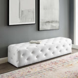 Sophisticated Tufted Button Faux Leather Bench in White - Benches available at Alpine Outlets in Denver
