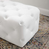 Sophisticated Tufted Button Faux Leather Bench in White - Benches available at Alpine Outlets in Denver