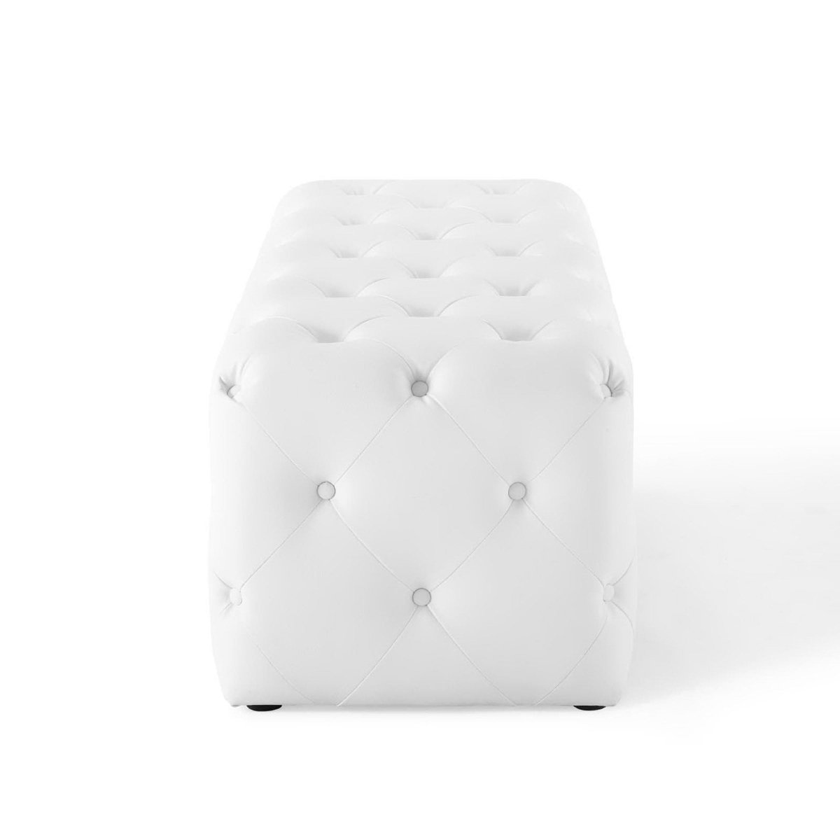 Sophisticated Tufted Button Faux Leather Bench in White - Benches available at Alpine Outlets in Denver