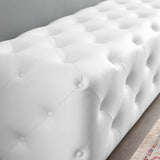 Sophisticated Tufted Button Faux Leather Bench in White - Benches available at Alpine Outlets in Denver