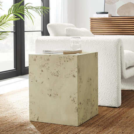 Square Burl Wood Side Table – 16 Inch MDF Veneer - End & Side Tables available at Alpine Outlets in Denver