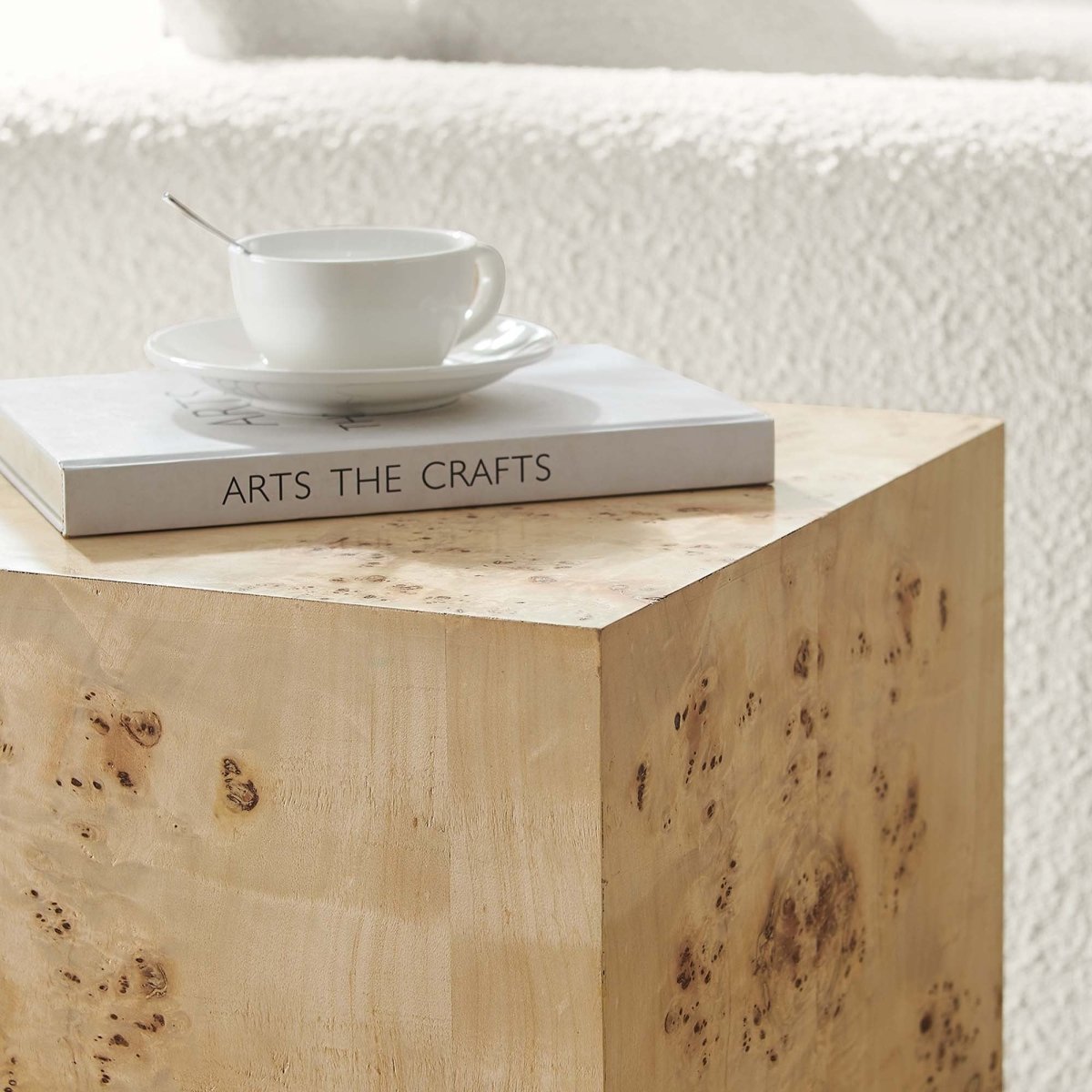 Square Burl Wood Side Table – 16 Inch MDF Veneer - End & Side Tables available at Alpine Outlets in Denver