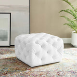 Square Tufted Faux Leather Ottoman – Upholstered 24 Inch - Ottomans available at Alpine Outlets in Denver