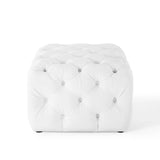 Square Tufted Faux Leather Ottoman – Upholstered 24 Inch - Ottomans available at Alpine Outlets in Denver