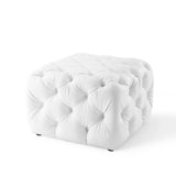 Square Tufted Faux Leather Ottoman – Upholstered 24 Inch - Ottomans available at Alpine Outlets in Denver