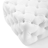 Square Tufted Faux Leather Ottoman – Upholstered 24 Inch - Ottomans available at Alpine Outlets in Denver