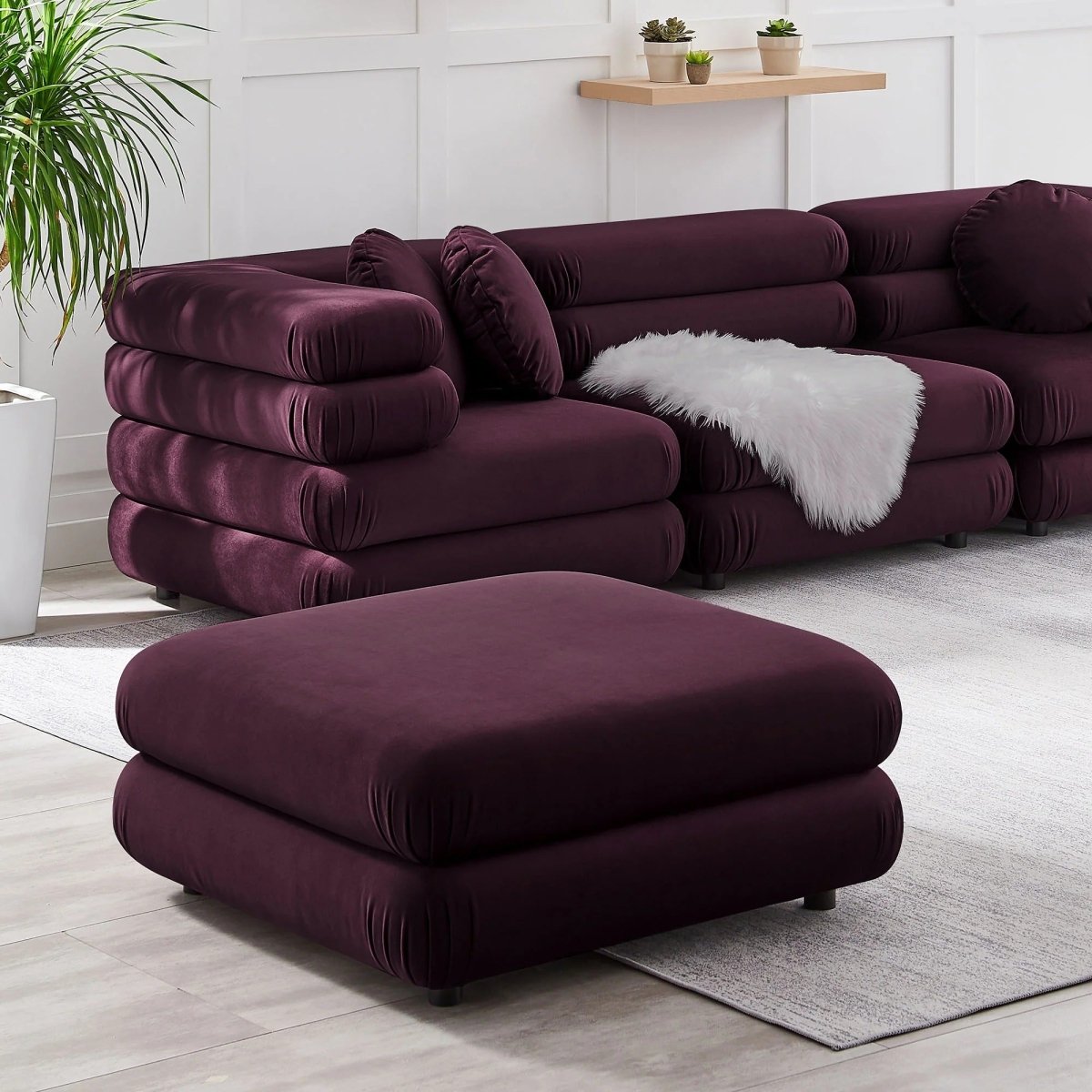 Square Velvet Ottoman Coffee Table – Modular 38 Inch - Ottomans available at Alpine Outlets in Denver