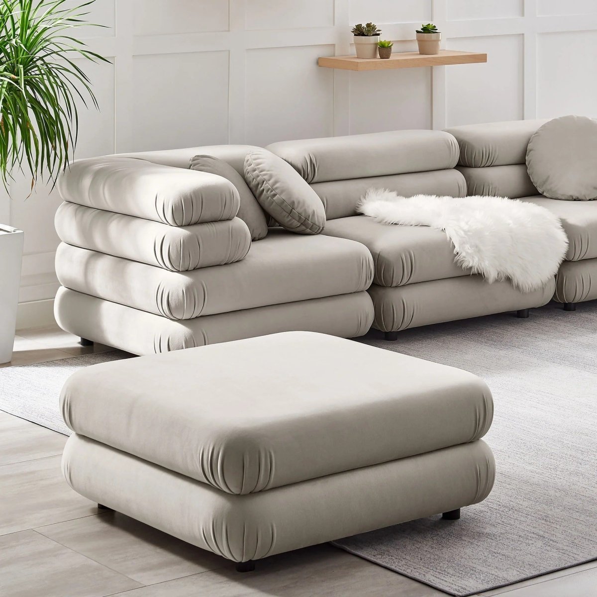 Square Velvet Ottoman Coffee Table – Modular 38 Inch - Ottomans available at Alpine Outlets in Denver