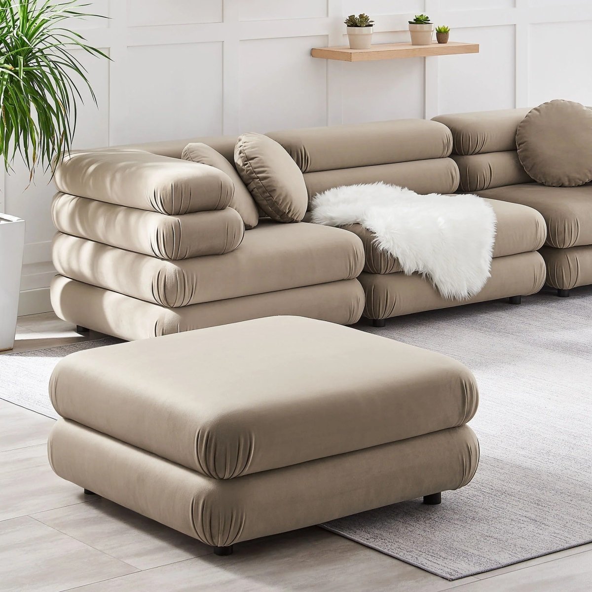 Square Velvet Ottoman Coffee Table – Modular 38 Inch - Ottomans available at Alpine Outlets in Denver