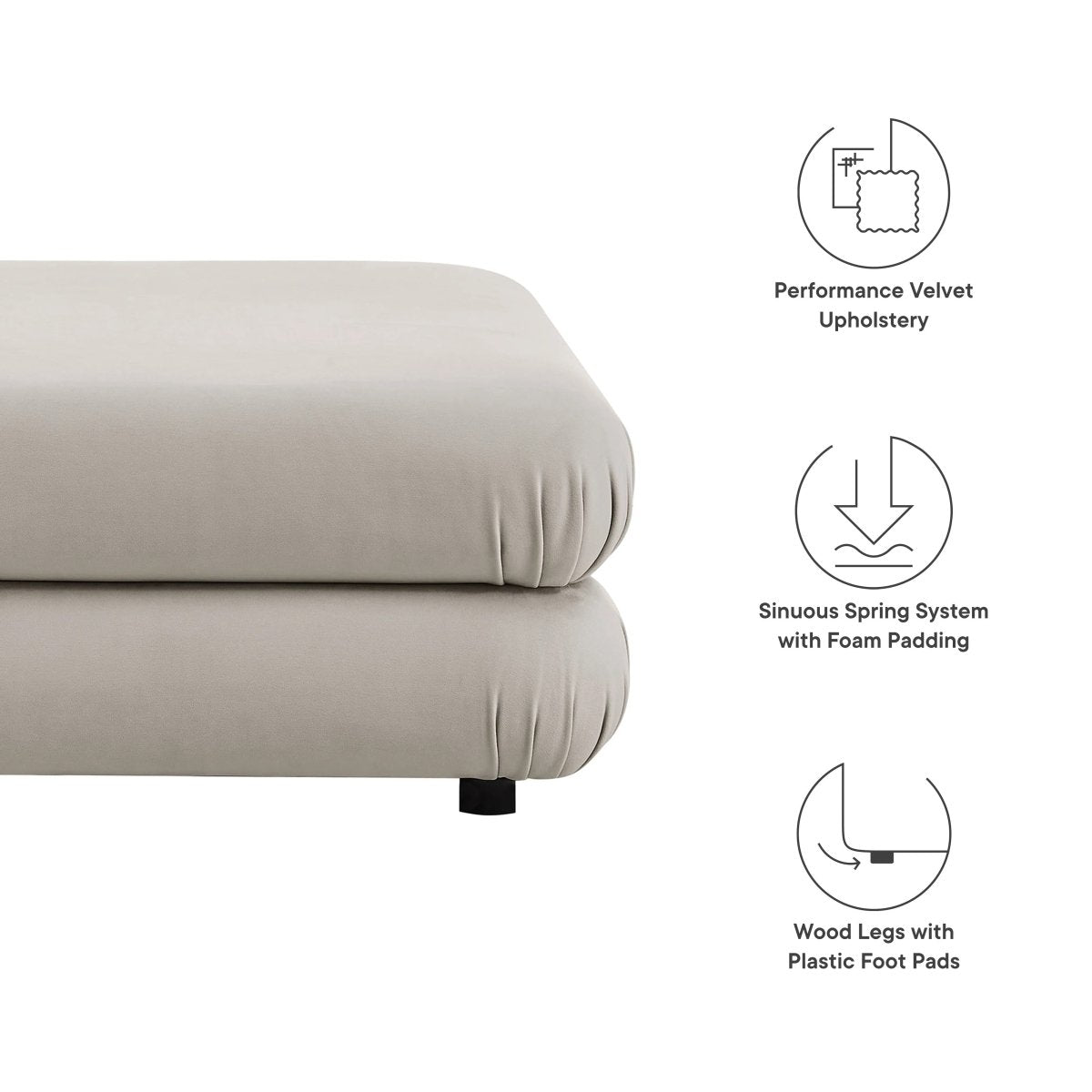 Square Velvet Ottoman Coffee Table – Modular 38 Inch - Ottomans available at Alpine Outlets in Denver
