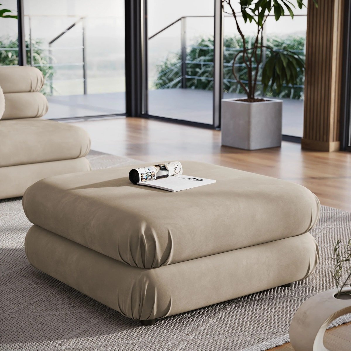 Square Velvet Ottoman Coffee Table – Modular 38 Inch - Ottomans available at Alpine Outlets in Denver