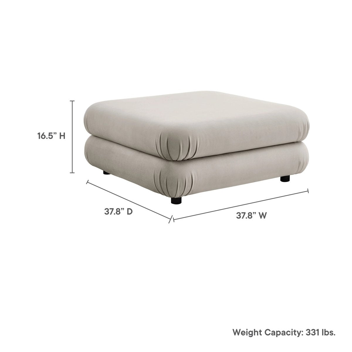 Square Velvet Ottoman Coffee Table – Modular 38 Inch - Ottomans available at Alpine Outlets in Denver