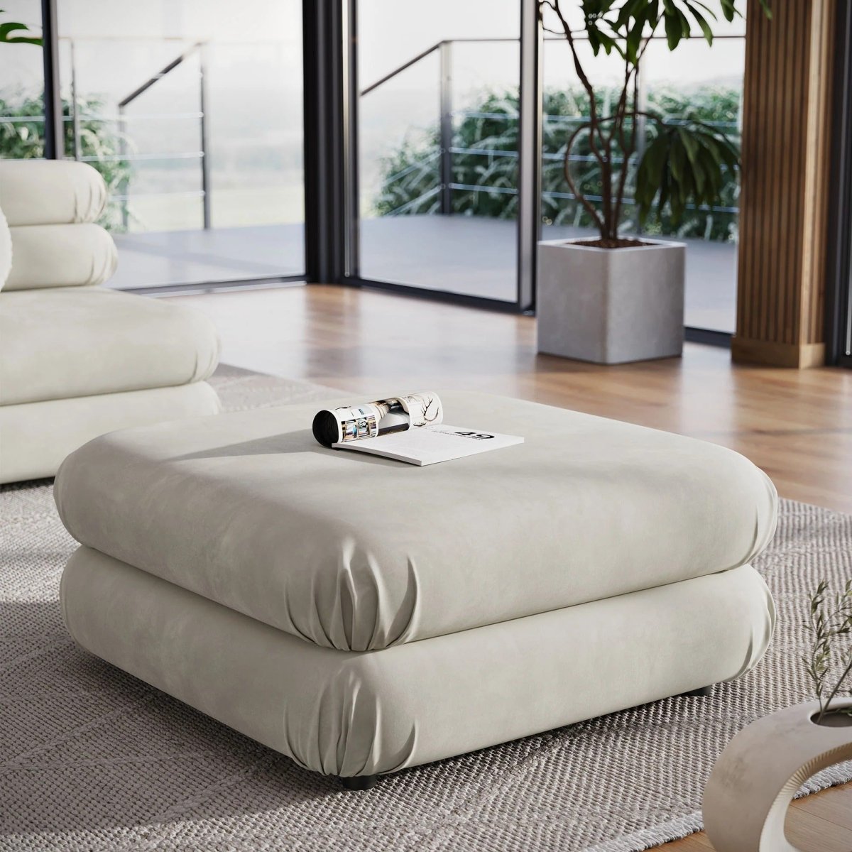 Square Velvet Ottoman Coffee Table – Modular 38 Inch - Ottomans available at Alpine Outlets in Denver