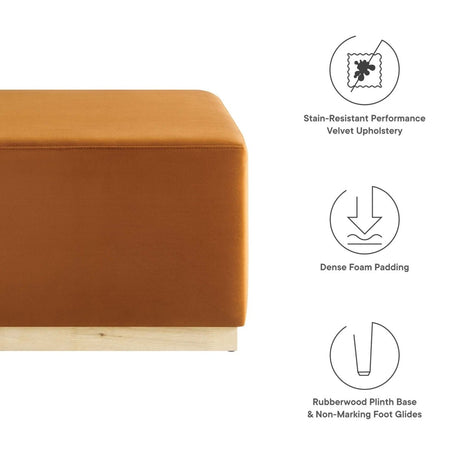 Square Velvet Upholstered Ottoman – Plinth Base 28 Inch - Ottomans available at Alpine Outlets in Denver