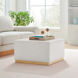 Square Velvet Upholstered Ottoman – Plinth Base 28 Inch - Ottomans available at Alpine Outlets in Denver