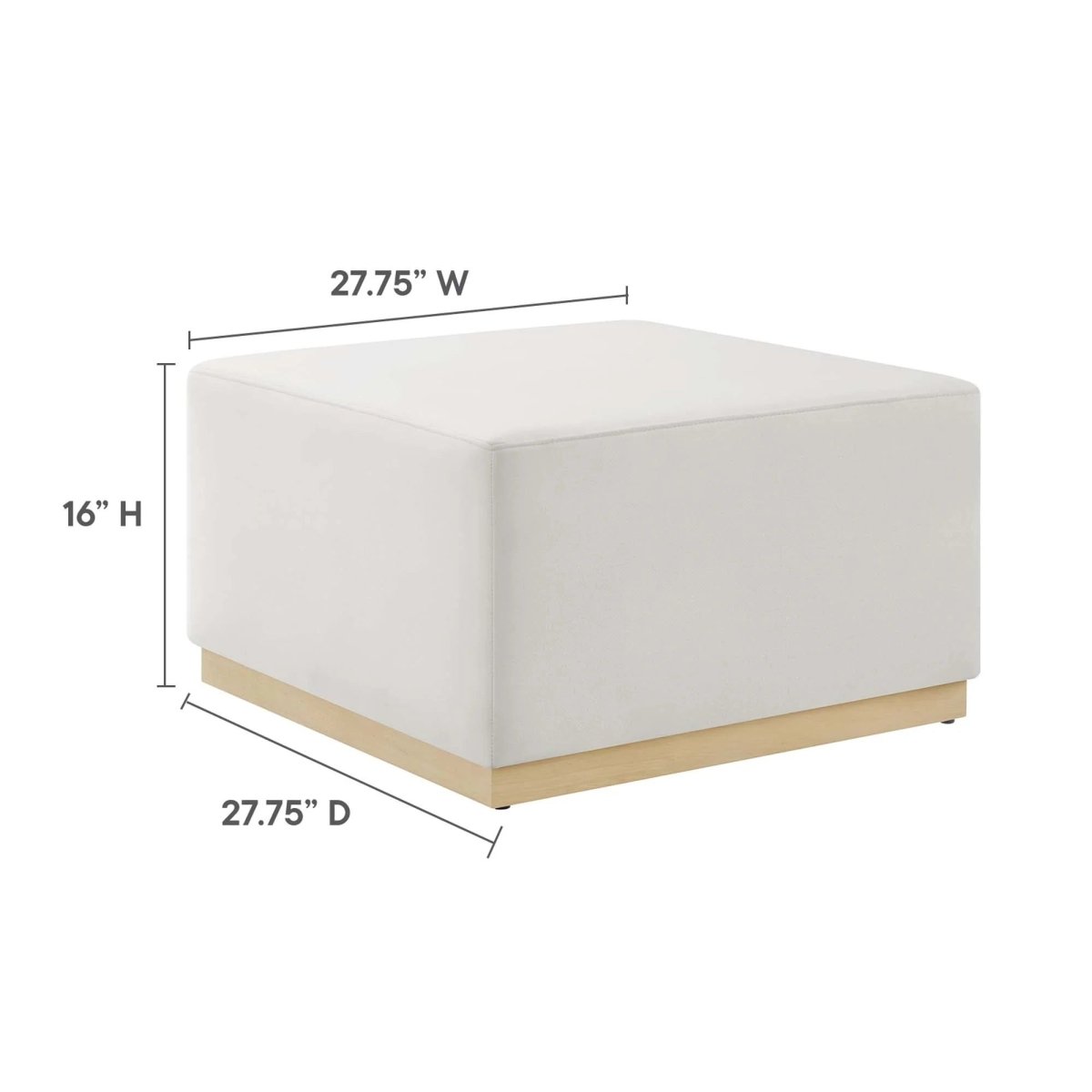 Square Velvet Upholstered Ottoman – Plinth Base 28 Inch - Ottomans available at Alpine Outlets in Denver