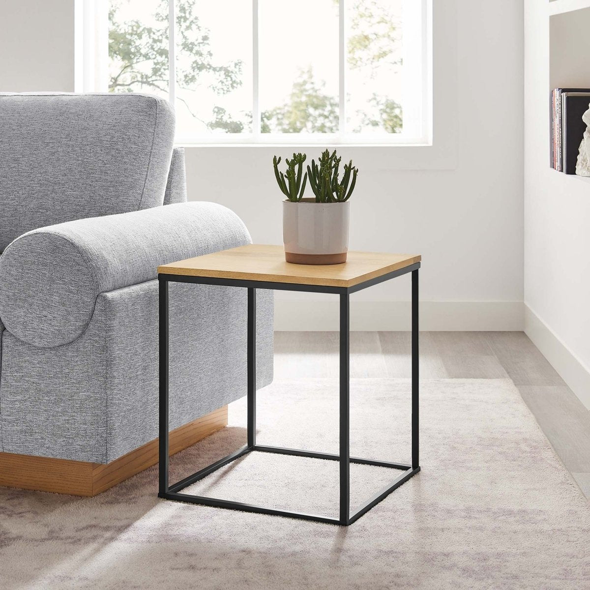 Square Wood and Metal Side Table – Mango Wood 16 Inch - End & Side Tables available at Alpine Outlets in Denver