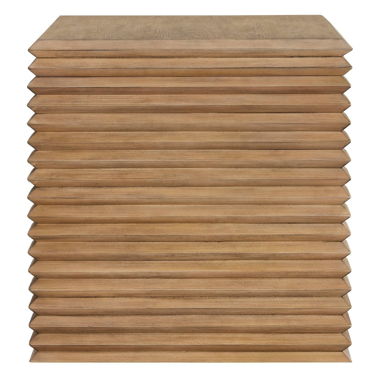 Square Wood Side Table Stacked Design – Oak 24 Inch - End & Side Tables available at Alpine Outlets in Denver