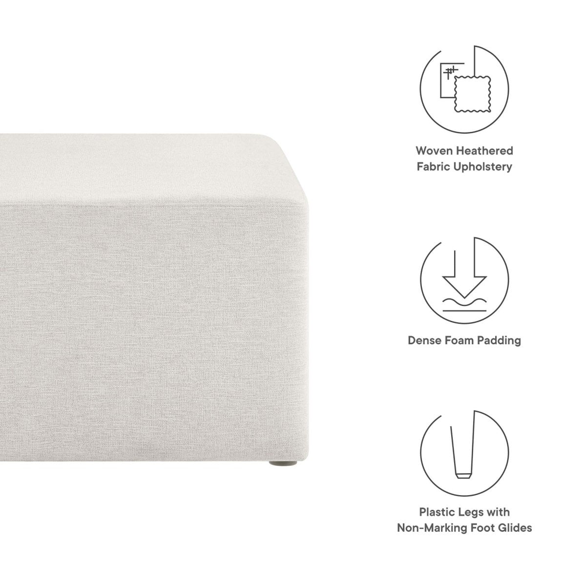 Square Woven Fabric Ottoman – Heathered Upholstered 28 Inch - Ottomans available at Alpine Outlets in Denver