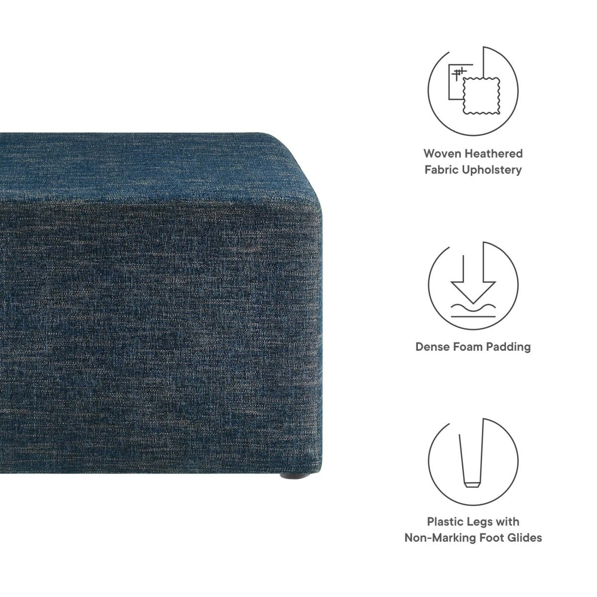 Square Woven Fabric Ottoman – Heathered Upholstered 28 Inch - Ottomans available at Alpine Outlets in Denver