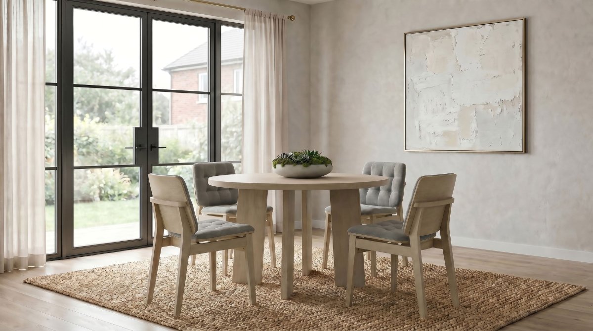 Strouse 47" Round Pedestal Dining Table, Natural Oak - Dining Tables & Bar Tables available at Alpine Outlets in Denver