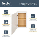 Style Selections Acadia White Bathroom Wall Cabinet - 🟢 Bathroom Cabinets available at Alpine Outlets in Denver