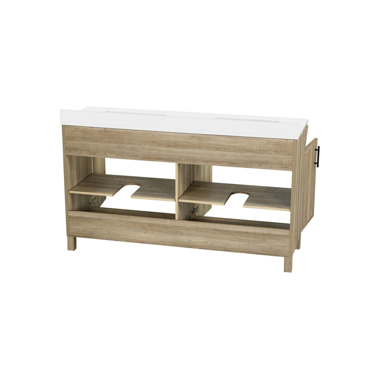 Style Selections Dolton 60-in Natural Oak Undermount Double Sink Bathroom Vanity with White Engineered Stone Top (ID N098765) - Alpine Outlets