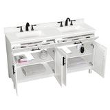 Style Selections Dolton 60 - in White Undermount Double Sink Floating Bathroom Vanity with White Engineered Stone Top (ID N112345) - Bathroom Vanities available at Alpine Outlets in Denver