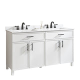 Style Selections Dolton 60 - in White Undermount Double Sink Floating Bathroom Vanity with White Engineered Stone Top (ID N112345) - Bathroom Vanities available at Alpine Outlets in Denver