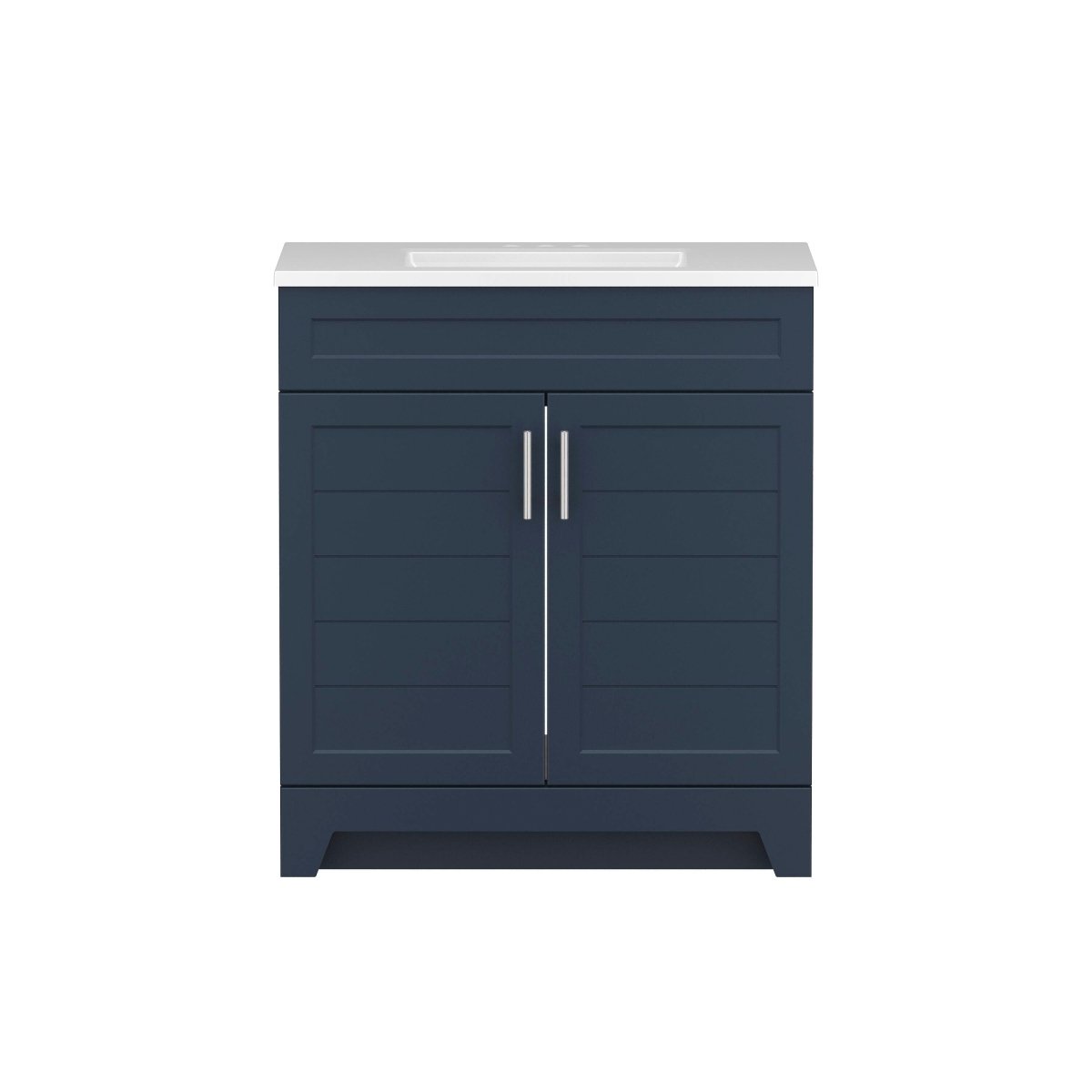 Style Selections Kirkman 30 - in Navy Single Sink Bathroom Vanity with White Cultured Marble Top (ID N078749) - Bathroom Vanities available at Alpine Outlets in Denver