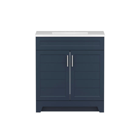 Style Selections Kirkman 30 - in Navy Single Sink Bathroom Vanity with White Cultured Marble Top (ID N078749) - Bathroom Vanities available at Alpine Outlets in Denver