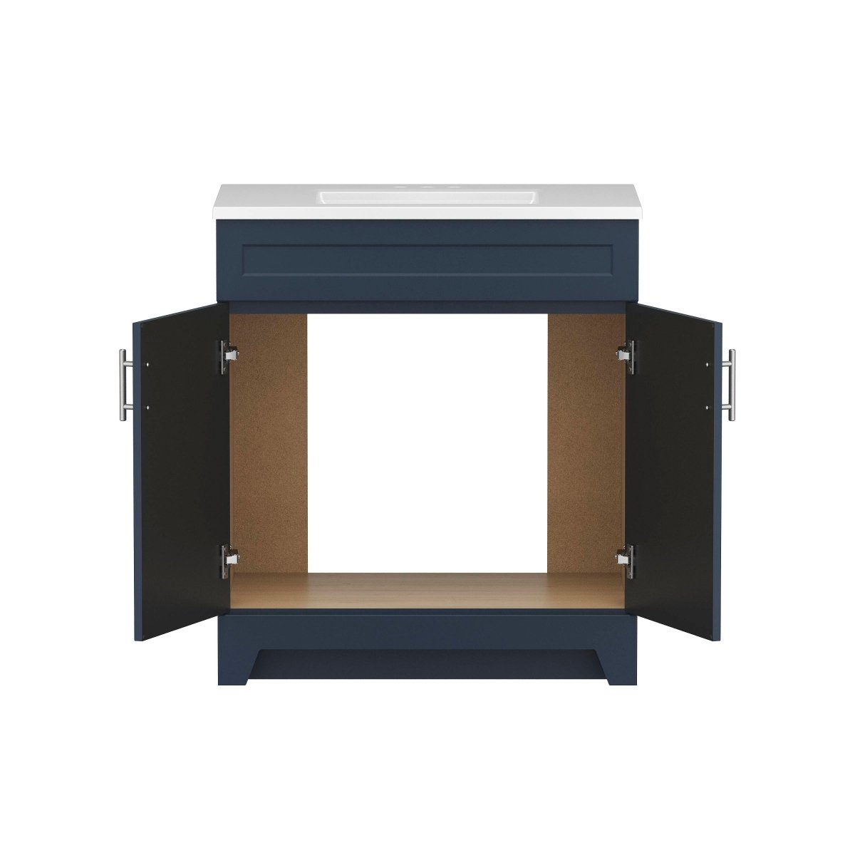 Style Selections Kirkman 30 - in Navy Single Sink Bathroom Vanity with White Cultured Marble Top (ID N078749) - Bathroom Vanities available at Alpine Outlets in Denver