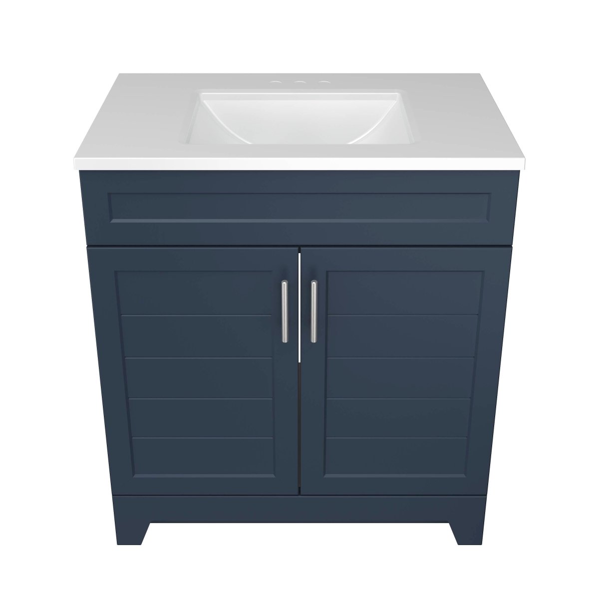 Style Selections Kirkman 30 - in Navy Single Sink Bathroom Vanity with White Cultured Marble Top (ID N078749) - Bathroom Vanities available at Alpine Outlets in Denver