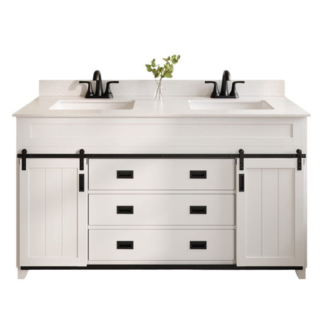 Style Selections Morriston 60 - in White Undermount Double Sink Bathroom Vanity with White Engineered Stone Top (ID N034346) - Bathroom Vanities available at Alpine Outlets in Denver