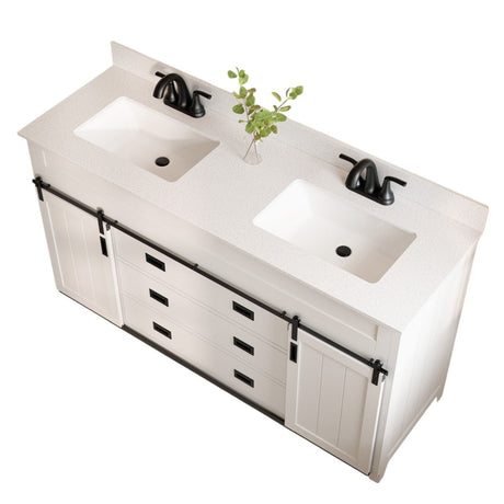 Style Selections Morriston 60 - in White Undermount Double Sink Bathroom Vanity with White Engineered Stone Top (ID N034346) - Bathroom Vanities available at Alpine Outlets in Denver