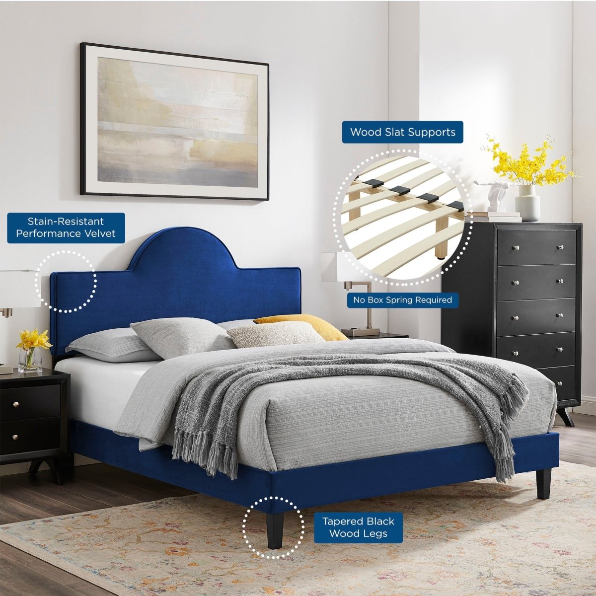 Sunrise Arch Performance Velvet Platform Bed - Platform Bed available at Alpine Outlets in Denver