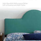 Sunrise Arch Performance Velvet Platform Bed with Gold Detail - Platform Bed available at Alpine Outlets in Denver