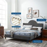 Sunrise Arch Performance Velvet Platform Bed with Gold Detail - Platform Bed available at Alpine Outlets in Denver